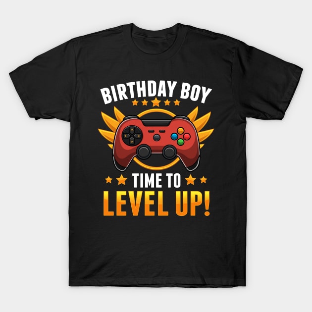 Birthday Boy Time To Level Up Funny Gamer Gift T-Shirt by HCMGift